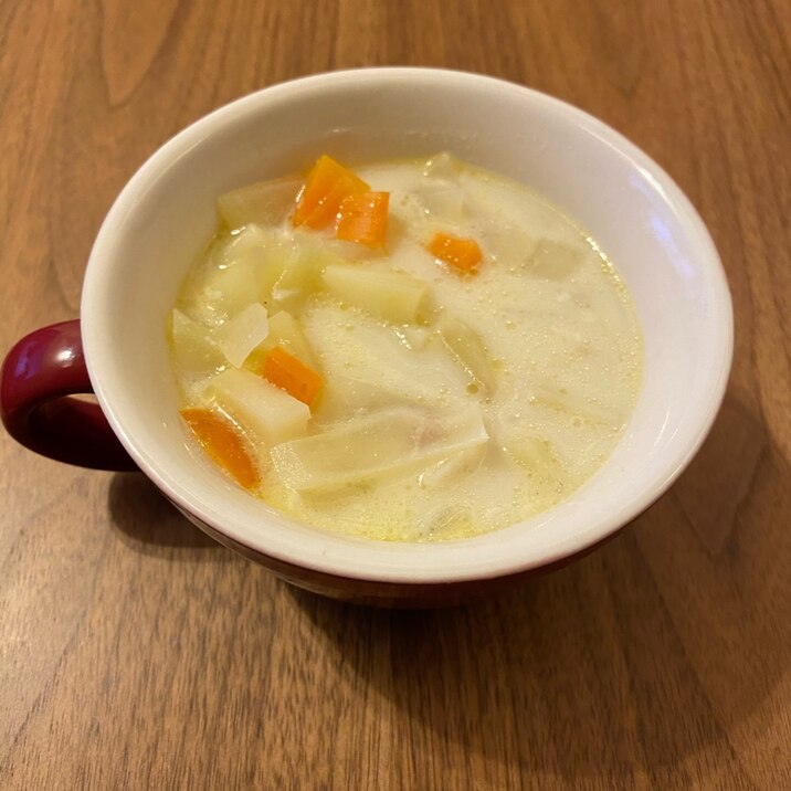 野菜たっぷり ベーコンとミルクのスープ